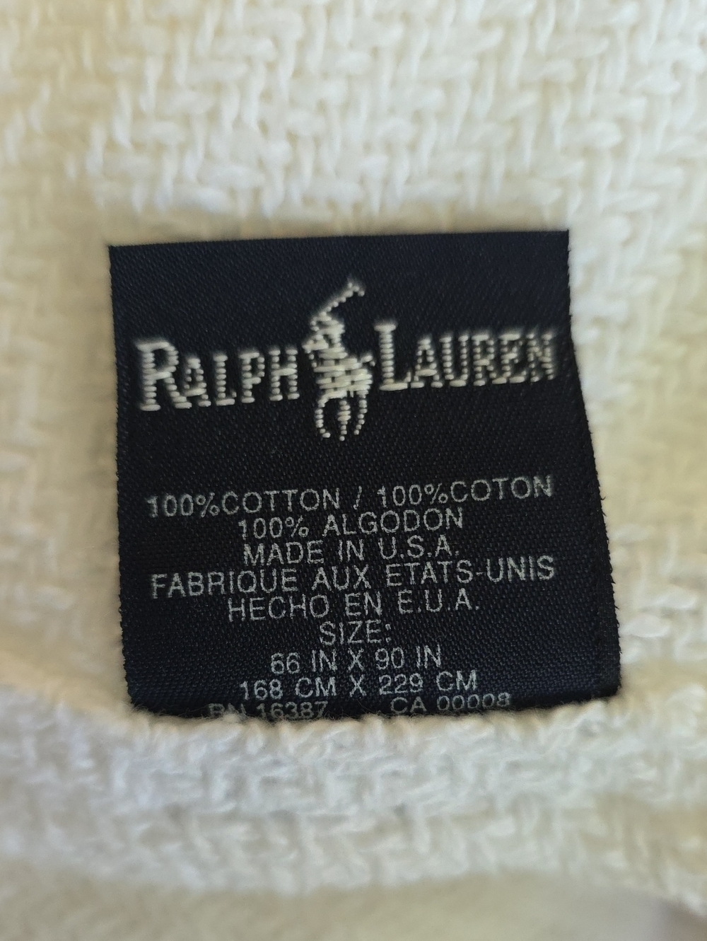 New In Package Ralph Lauren White Cotton Thermal Thin Blanket Twin Size 66 X 90" - Picture 7 of 7